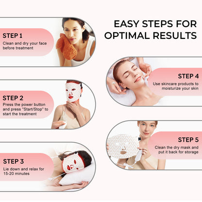 NIR & Red Light Therapy Mask for Face, Rechargeable LED Face Mask Light Therapy