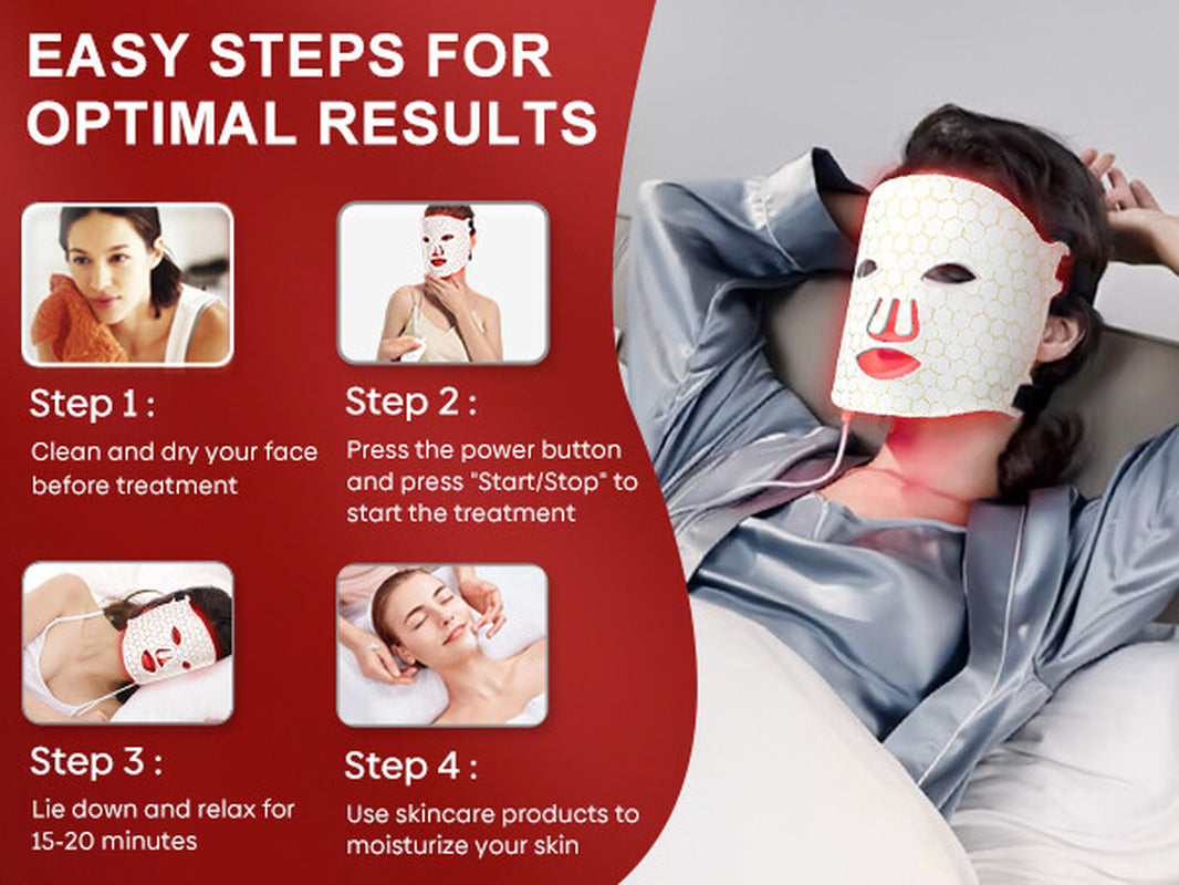 NIR & Red Light Therapy Mask for Face, Rechargeable LED Face Mask Light Therapy