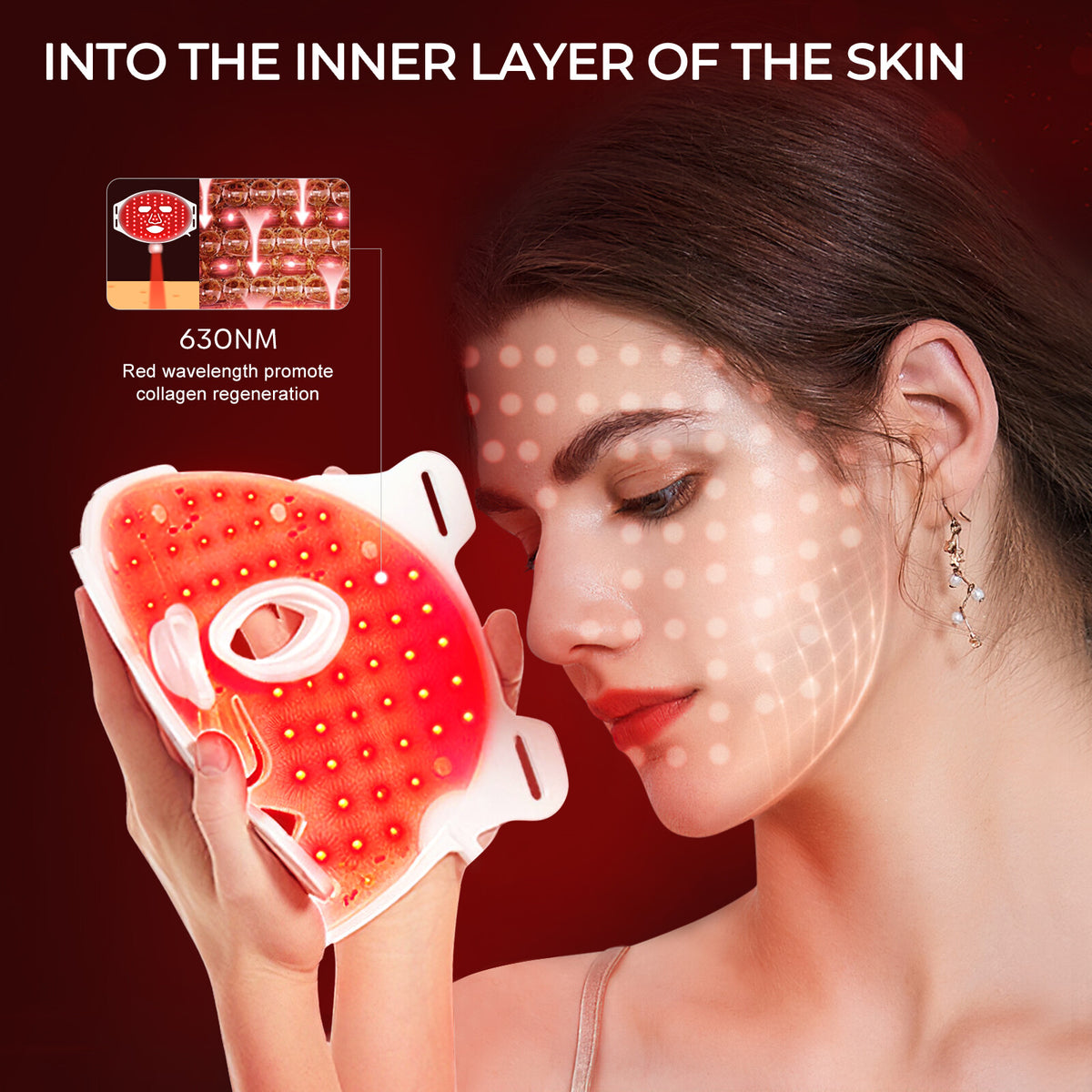 NIR & Red Light Therapy Mask for Face, Rechargeable LED Face Mask Light Therapy