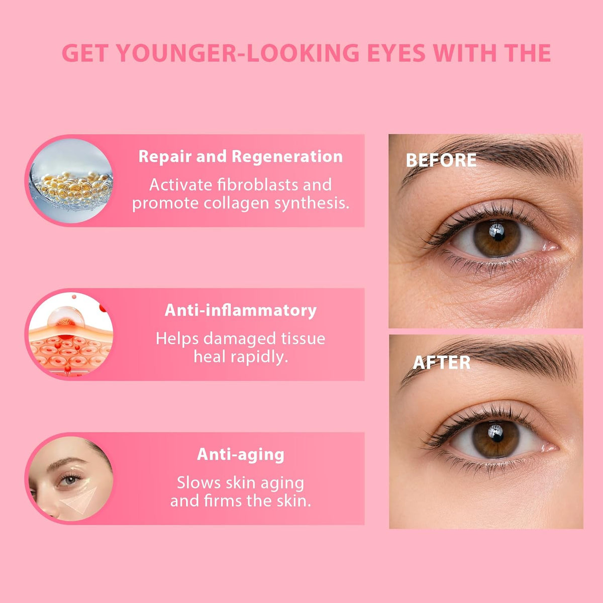 PDRN Collagen Multi Balm Stick & Eye Patches Set, Pink B12 & Caffeine under Eye Care, 0.32 Oz Balm + 60 Patches