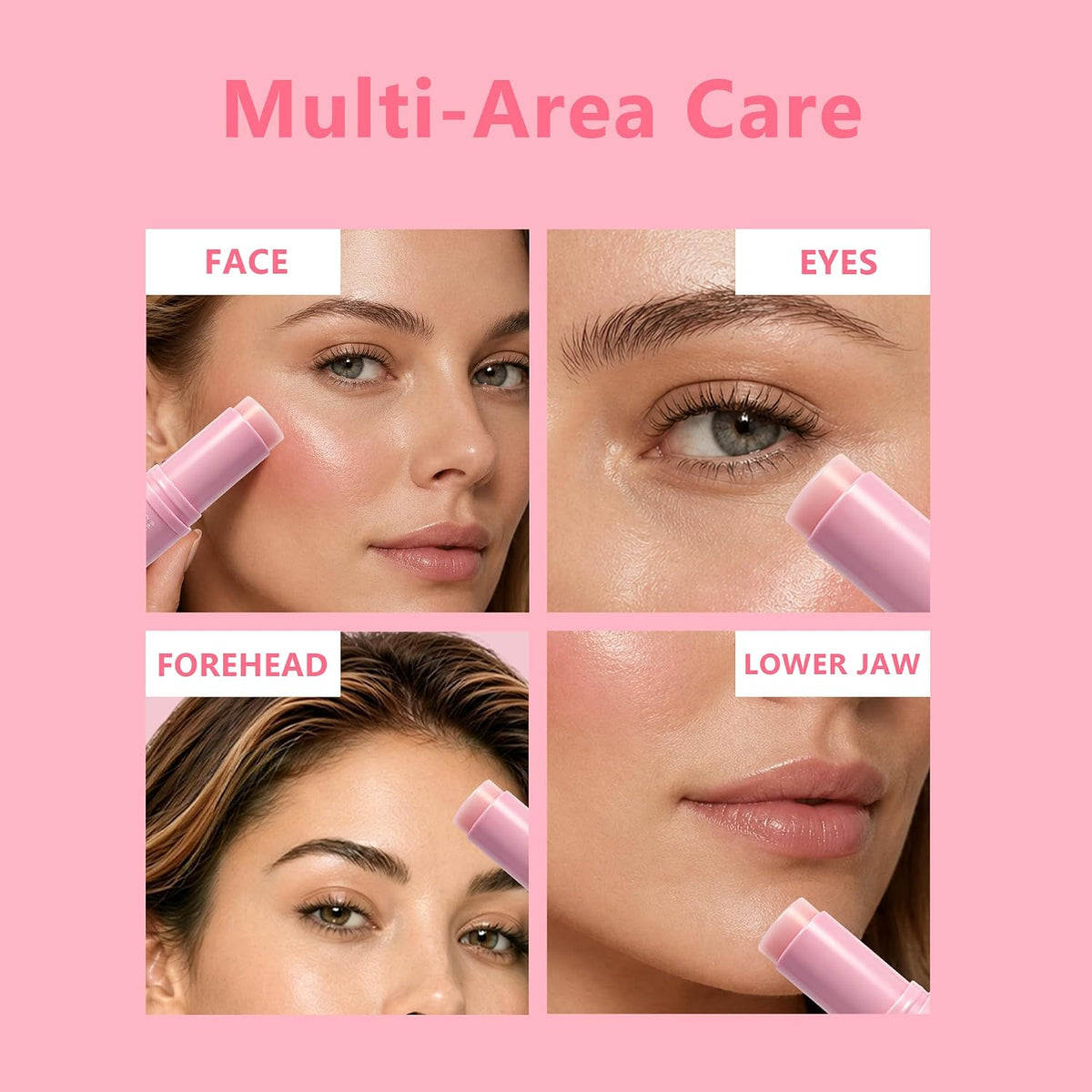 PDRN Collagen Multi Balm Stick & Eye Patches Set, Pink B12 & Caffeine under Eye Care, 0.32 Oz Balm + 60 Patches
