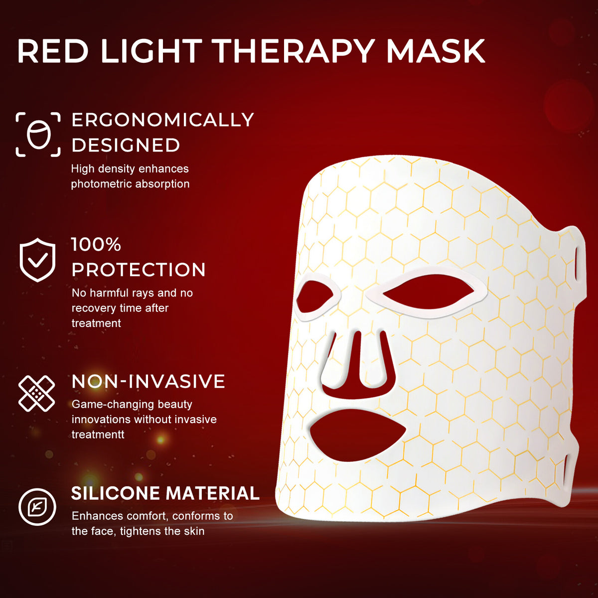 NIR & Red Light Therapy Mask for Face, Rechargeable LED Face Mask Light Therapy