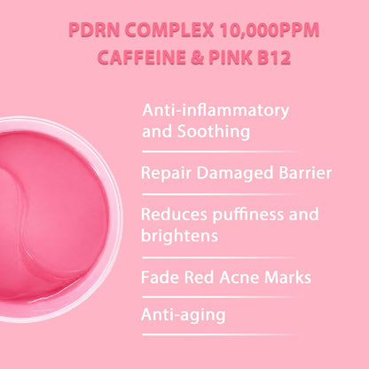 PDRN Collagen Multi Balm Stick & Eye Patches Set, Pink B12 & Caffeine under Eye Care, 0.32 Oz Balm + 60 Patches