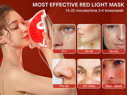 NIR & Red Light Therapy Mask for Face, Rechargeable LED Face Mask Light Therapy